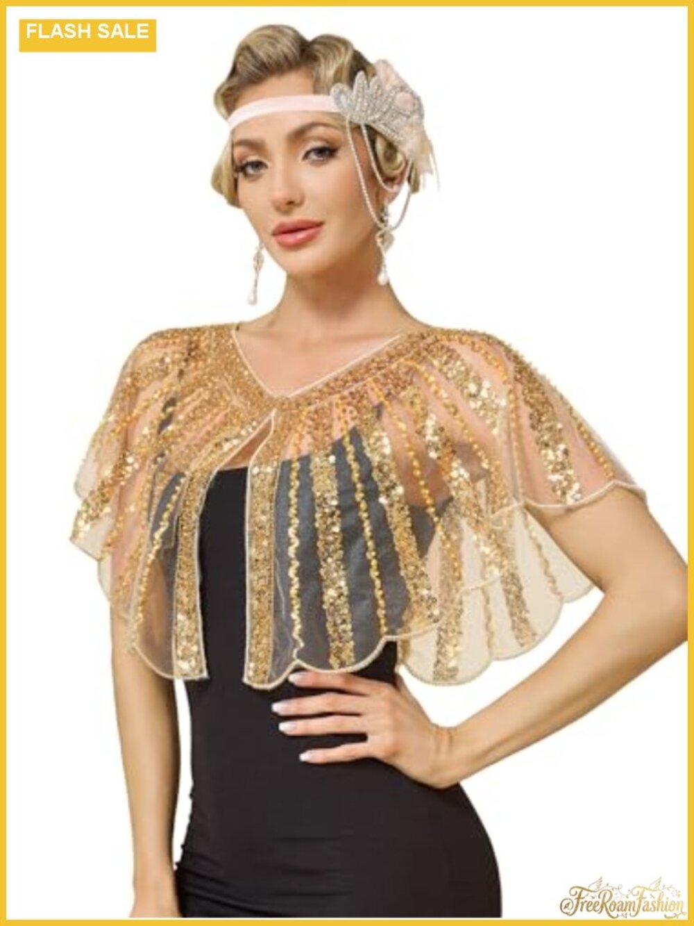 1920s Shawl Wrap Sequin Beaded Evening Shawl Gatsby Party Accessories